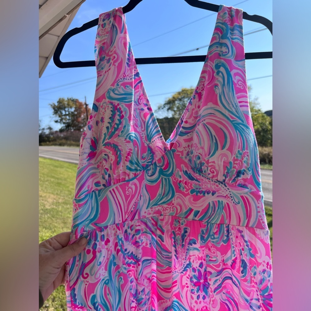 Lilly Pulitzer Pink and Blue Swirl Midi Dress - Picture 3 of 8